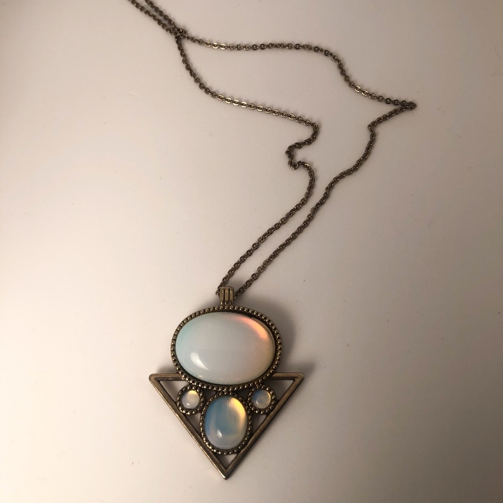 Opal geometric gold layer necklace